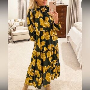 A new day Floral midi Long Sleeve Dress Sz xl